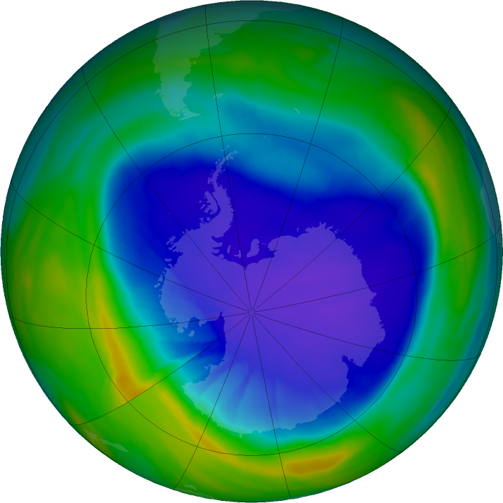 Antarctic ozone map for 23 September 2022